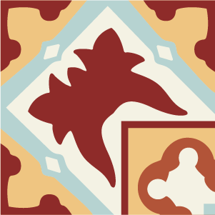 Border corner tile Cordoba Esquina with flowers and petals